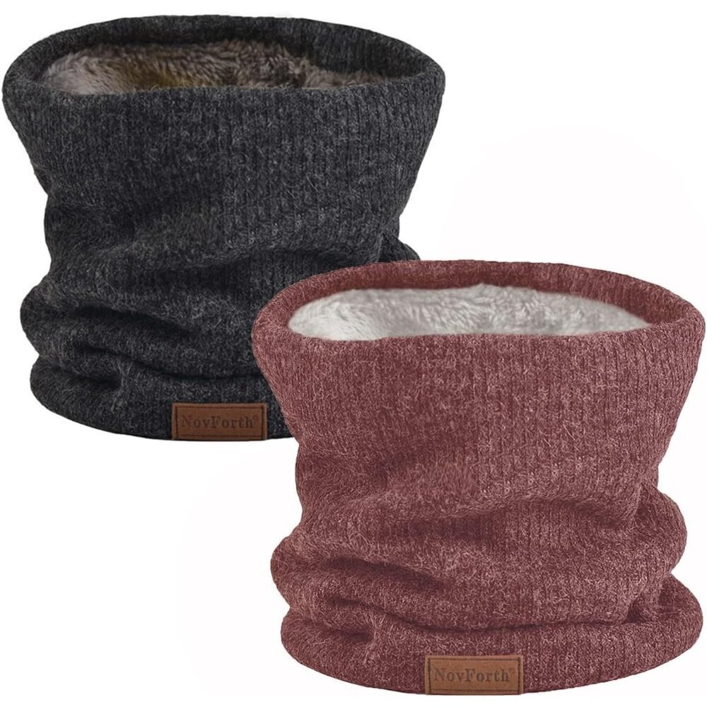 Men's Grey Red Winter Ski Neck Gaiter Face Scarf Fleece Lined Windproof Scarves